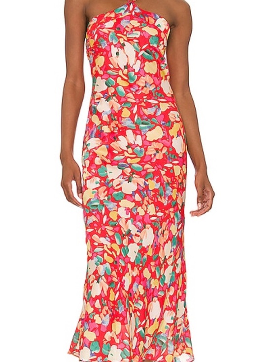 BCBGeneration Dresses & Skirts - BCBGeneration Red Multi Floral One-Shoulder Midi Dress
